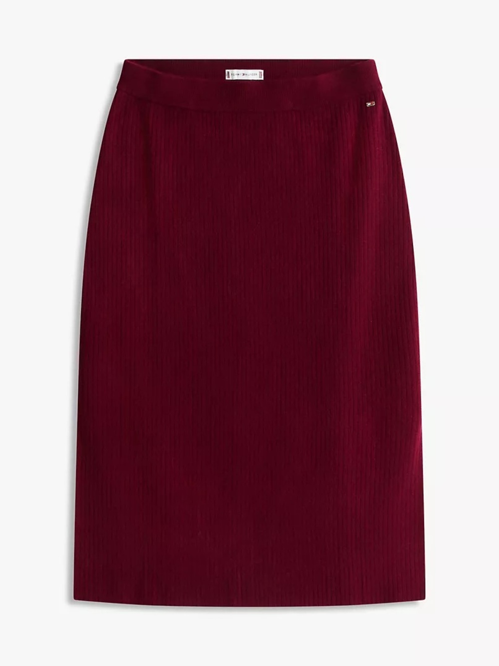 Tommy Hilfiger Women’s Ribbed Midi Skirt in Burgundy - Picture 5 of 14